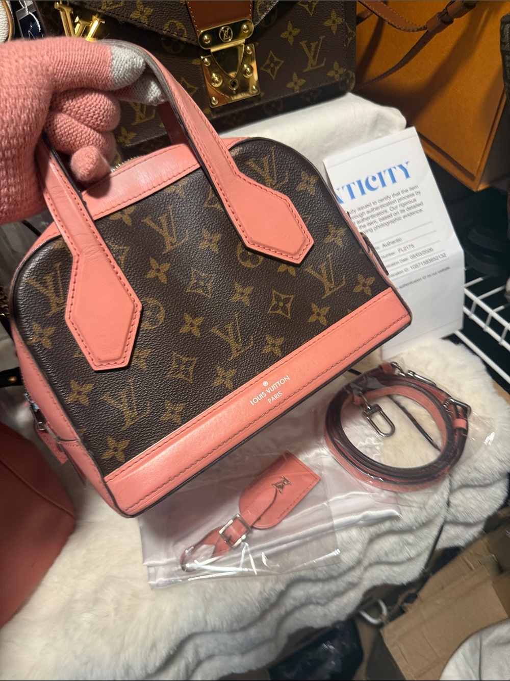Louis Vuitton Monogram Satchel with Pink Trim - Picture 7 of 17